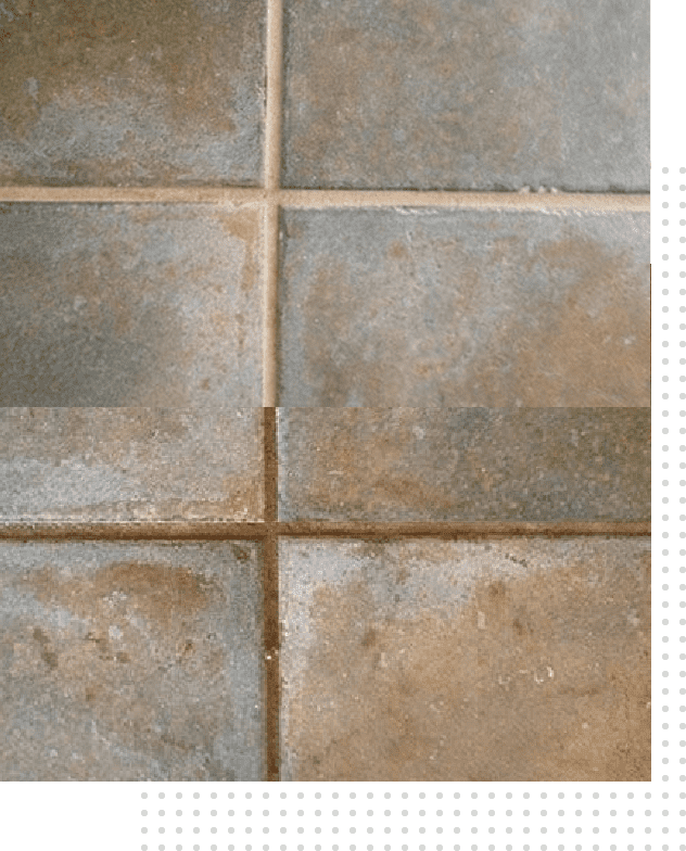 A tile floor with some brown and white tiles