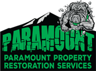 A logo of paramount property restoration services